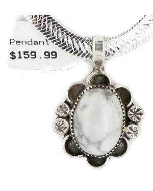 .925 Sterling Silver Certified Authentic Navajo White Howlite Native American Necklace 12908-4 .925 Sterling Silver Certified Authentic Navajo White Howlite Native American Necklace 12908-4