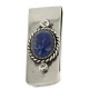Handmade Certified Authentic Navajo Nickel and .925 Sterling Silver Natural Lapis Native American Money Clip 11250-5
