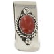 Handmade Certified Authentic Navajo Nickel and .925 Sterling Silver Natural Red Jasper Native American Money Clip 11250-1