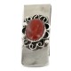 Handmade Certified Authentic Navajo Nickel and .925 Sterling Silver Natural Red Jasper Native American Money Clip 11250-3