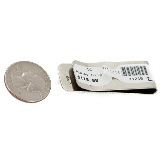 Handmade Certified Authentic Navajo Nickel and .925 Sterling Silver Natural Turquoise Native American Money Clip 11240-2 Handmade Certified Authentic Navajo Nickel and .925 Sterling Silver Natural Turquoise Native American Money Clip 11240-2