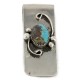 Handmade Certified Authentic Navajo Nickel and .925 Sterling Silver Natural Turquoise Native American Money Clip 11250-31