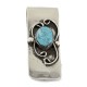 Handmade Certified Authentic Navajo Nickel and .925 Sterling Silver Natural Turquoise Native American Money Clip 11250-7
