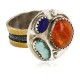 12kt Gold Filled 925 Sterling Silver Handmade Certified Authentic Navajo Natural Multicolor Stones Native American Ring  12690-3