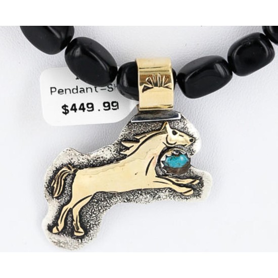 12kt Gold Filled .925 Sterling Silver Handmade Horse Certified Authentic Navajo SPIDER W Turquoise Native American Necklace 371039212501 12kt Gold Filled .925 Sterling Silver Handmade Horse Certified Authentic Navajo SPIDER W Turquoise Native American Necklace 371039212501