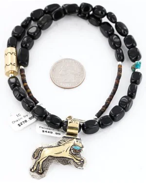 12kt Gold Filled .925 Sterling Silver Handmade Horse Certified Authentic Navajo SPIDER W Turquoise Native American Necklace 371039212501