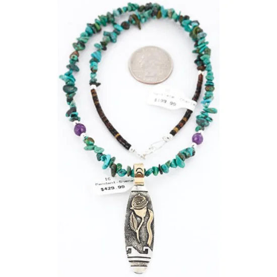 12kt Gold Filled .925 Sterling Silver Handmade Rose Certified Authentic Navajo Turquoise Native American Necklace 390809336263 12kt Gold Filled .925 Sterling Silver Handmade Rose Certified Authentic Navajo Turquoise Native American Necklace 390809336263
