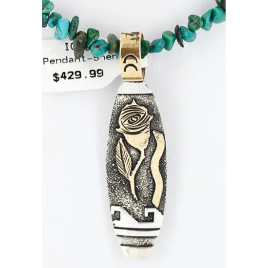 12kt Gold Filled .925 Sterling Silver Handmade Rose Certified Authentic Navajo Turquoise Native American Necklace 390809336263 12kt Gold Filled .925 Sterling Silver Handmade Rose Certified Authentic Navajo Turquoise Native American Necklace 390809336263