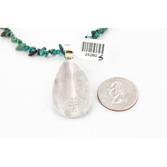 12kt Gold Filled .925 Sterling Silver Handmade Rose Certified Authentic Navajo Turquoise Native American Necklace 390821454540 12kt Gold Filled .925 Sterling Silver Handmade Rose Certified Authentic Navajo Turquoise Native American Necklace 390821454540
