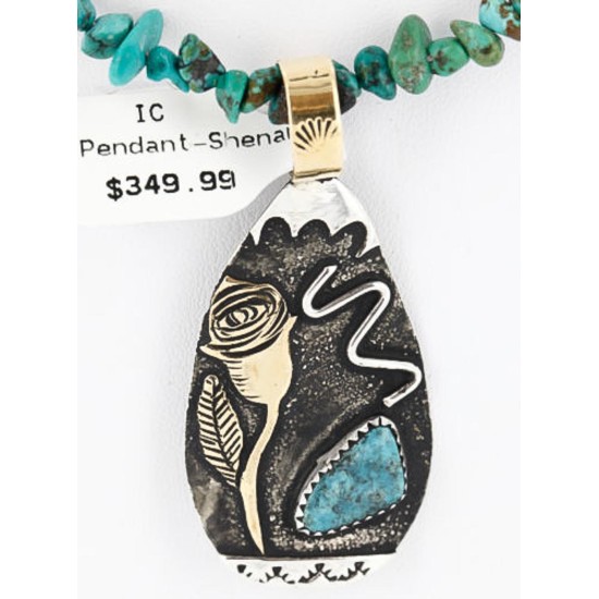 12kt Gold Filled .925 Sterling Silver Handmade Rose Certified Authentic Navajo Turquoise Native American Necklace 390821454540 12kt Gold Filled .925 Sterling Silver Handmade Rose Certified Authentic Navajo Turquoise Native American Necklace 390821454540