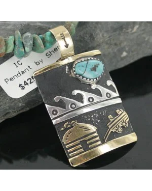 12kt Gold Filled .925 Sterling Silver Handmade Storyteller Certified Authentic Navajo Turquoise Native American Necklace 370877635818 12kt Gold Filled .925 Sterling Silver Handmade Storyteller Certified Authentic Navajo Turquoise Native American Necklace 370877635818