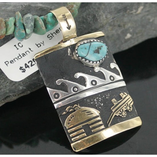 12kt Gold Filled .925 Sterling Silver Handmade Storyteller Certified Authentic Navajo Turquoise Native American Necklace 370877635818 12kt Gold Filled .925 Sterling Silver Handmade Storyteller Certified Authentic Navajo Turquoise Native American Necklace 370877635818