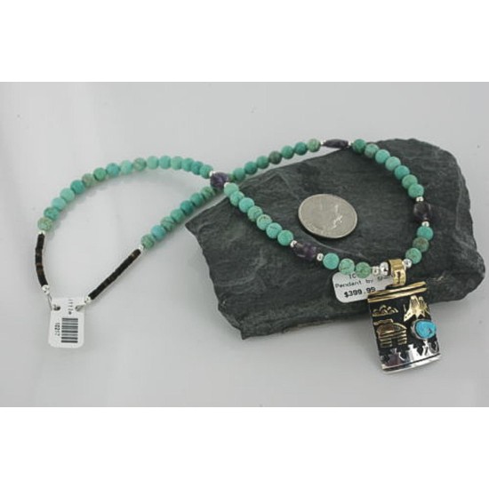 12kt Gold Filled .925 Sterling Silver Handmade Storyteller Certified Authentic Navajo Turquoise Native American Necklace 370900659628 12kt Gold Filled .925 Sterling Silver Handmade Storyteller Certified Authentic Navajo Turquoise Native American Necklace 370900659628
