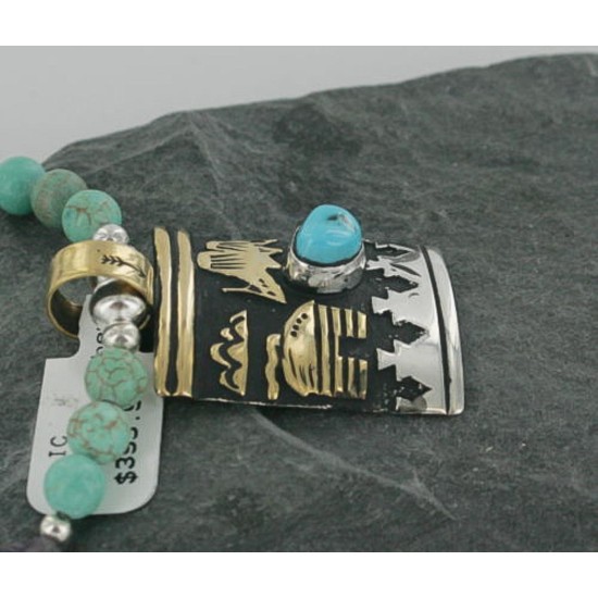 12kt Gold Filled .925 Sterling Silver Handmade Storyteller Certified Authentic Navajo Turquoise Native American Necklace 370900659628 12kt Gold Filled .925 Sterling Silver Handmade Storyteller Certified Authentic Navajo Turquoise Native American Necklace 370900659628