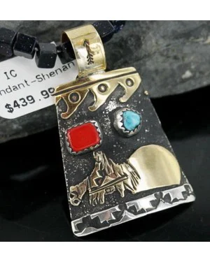 12kt Gold Filled .925 Sterling Silver Handmade Storyteller Certified Authentic Navajo Turquoise Native American Necklace 370904685245