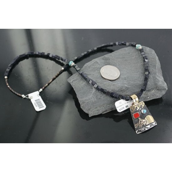 12kt Gold Filled .925 Sterling Silver Handmade Storyteller Certified Authentic Navajo Turquoise Native American Necklace 370904685245 12kt Gold Filled .925 Sterling Silver Handmade Storyteller Certified Authentic Navajo Turquoise Native American Necklace 370904685245