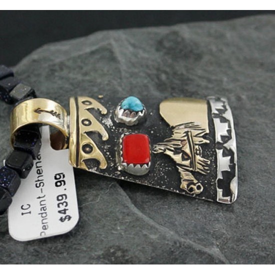12kt Gold Filled .925 Sterling Silver Handmade Storyteller Certified Authentic Navajo Turquoise Native American Necklace 370904685245 12kt Gold Filled .925 Sterling Silver Handmade Storyteller Certified Authentic Navajo Turquoise Native American Necklace 370904685245
