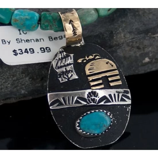 12kt Gold Filled .925 Sterling Silver Handmade Storyteller Certified Authentic Navajo Turquoise Native American Necklace 370920867067 12kt Gold Filled .925 Sterling Silver Handmade Storyteller Certified Authentic Navajo Turquoise Native American Necklace 370920867067