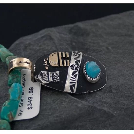 12kt Gold Filled .925 Sterling Silver Handmade Storyteller Certified Authentic Navajo Turquoise Native American Necklace 370920867067 12kt Gold Filled .925 Sterling Silver Handmade Storyteller Certified Authentic Navajo Turquoise Native American Necklace 370920867067