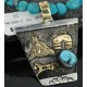 12kt Gold Filled .925 Sterling Silver Handmade Storyteller Certified Authentic Navajo Turquoise Native American Necklace 370922200695