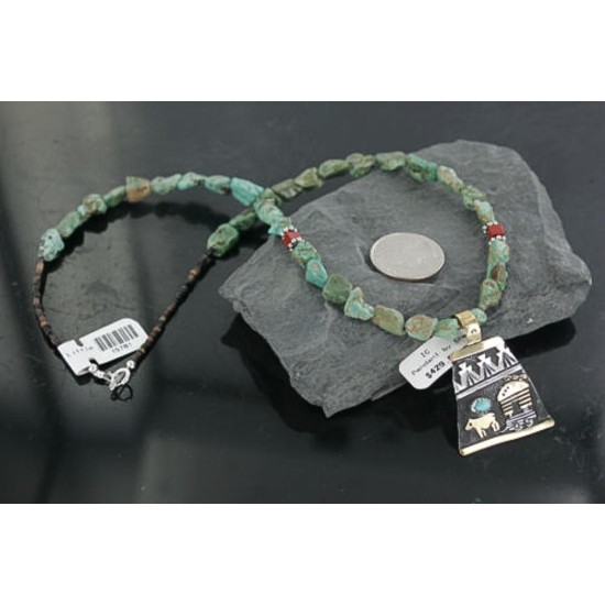12kt Gold Filled .925 Sterling Silver Handmade Storyteller Certified Authentic Navajo Turquoise Native American Necklace 370923247830 12kt Gold Filled .925 Sterling Silver Handmade Storyteller Certified Authentic Navajo Turquoise Native American Necklace 370923247830