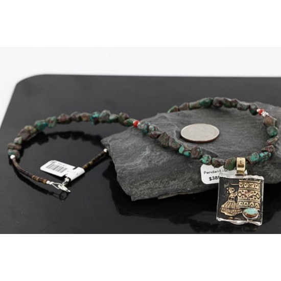 12kt Gold Filled .925 Sterling Silver Handmade Storyteller Certified Authentic Navajo Turquoise Native American Necklace 370984053639 12kt Gold Filled .925 Sterling Silver Handmade Storyteller Certified Authentic Navajo Turquoise Native American Necklace 370984053639