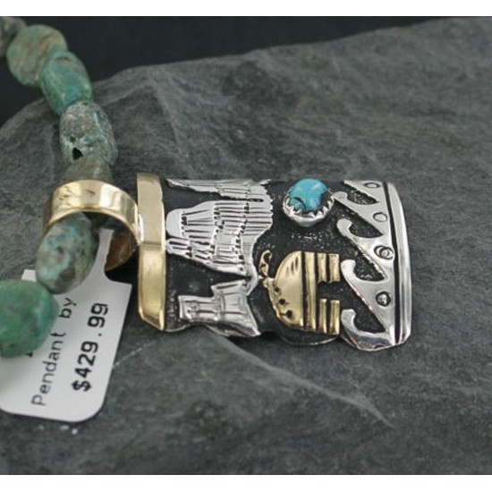 12kt Gold Filled .925 Sterling Silver Handmade Storyteller Certified Authentic Navajo Turquoise Native American Necklace 390674055440 12kt Gold Filled .925 Sterling Silver Handmade Storyteller Certified Authentic Navajo Turquoise Native American Necklace 390674055440