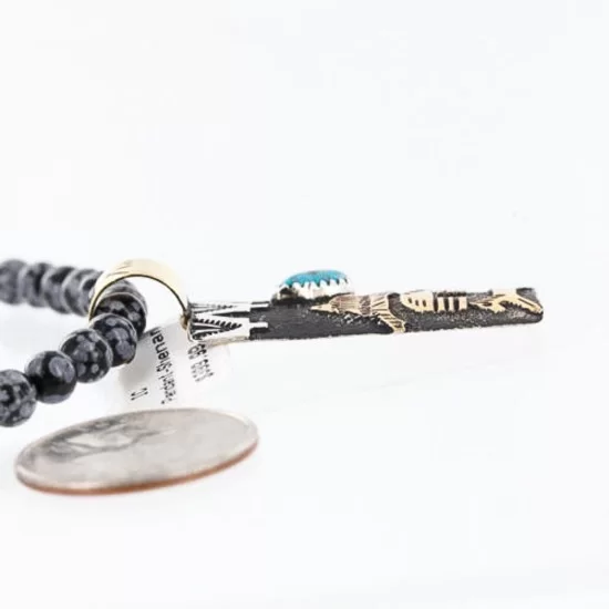 12kt Gold Filled .925 Sterling Silver Handmade Storyteller Certified Authentic Navajo Turquoise Native American Necklace 390755475576