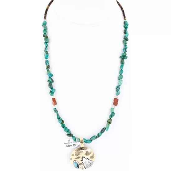 12kt Gold Filled .925 Sterling Silver Handmade Wolf and FULL Moon Certified Authentic Navajo Turquoise Native American Necklace 371013403470 12kt Gold Filled .925 Sterling Silver Handmade Wolf and FULL Moon Certified Authentic Navajo Turquoise Native American Necklace 371013403470