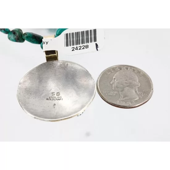 12kt Gold Filled .925 Sterling Silver Handmade Wolf and FULL Moon Certified Authentic Navajo Turquoise Native American Necklace 371013403470 12kt Gold Filled .925 Sterling Silver Handmade Wolf and FULL Moon Certified Authentic Navajo Turquoise Native American Necklace 371013403470