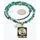 12kt Gold Filled .925 Sterling Silver Handmade Wolf and Full Moon Certified Authentic Navajo Turquoise Native American Necklace 390854056814