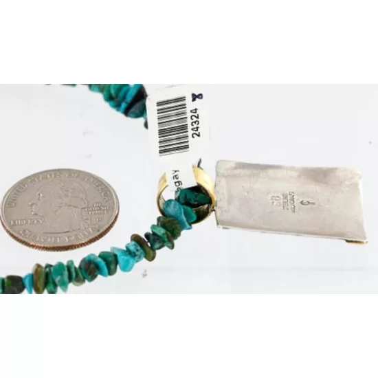 12kt Gold Filled .925 Sterling Silver Handmade Wolf and Full Moon Certified Authentic Navajo Turquoise Native American Necklace 390854056814