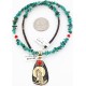 12kt Gold Filled .925 Sterling Silver Handmade Wolf and Moon Certified Authentic Navajo Turquoise Native American Necklace 371046419408