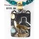 12kt Gold Filled .925 Sterling Silver Handmade Wolf and Moon Certified Authentic Navajo Turquoise Native American Necklace 390777391211