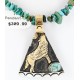12kt Gold Filled .925 Sterling Silver Handmade Wolf and Moon Certified Authentic Navajo Turquoise Native American Necklace 390789437808