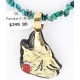 12kt Gold Filled .925 Sterling Silver Handmade Wolf Certified Authentic Navajo Coral Native American Necklace 390809570320