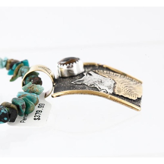 12kt Gold Filled .925 Sterling Silver Handmade Wolf Certified Authentic Navajo Tigers Eye Turquoise Native American Necklace 390829108731 12kt Gold Filled .925 Sterling Silver Handmade Wolf Certified Authentic Navajo Tigers Eye Turquoise Native American Necklace 390829108731
