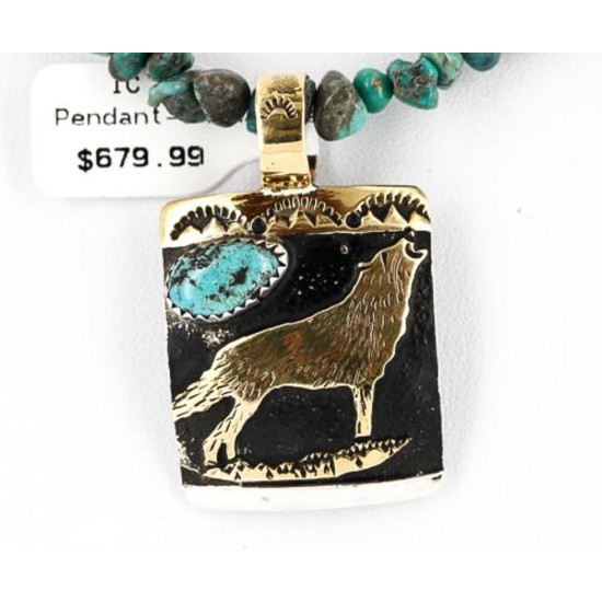 12kt Gold Filled .925 Sterling Silver Handmade Wolf Certified Authentic Navajo Turquoise Native American Necklace 371049319274 12kt Gold Filled .925 Sterling Silver Handmade Wolf Certified Authentic Navajo Turquoise Native American Necklace 371049319274