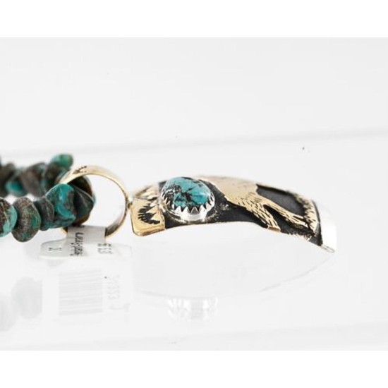 12kt Gold Filled .925 Sterling Silver Handmade Wolf Certified Authentic Navajo Turquoise Native American Necklace 371049319274 12kt Gold Filled .925 Sterling Silver Handmade Wolf Certified Authentic Navajo Turquoise Native American Necklace 371049319274