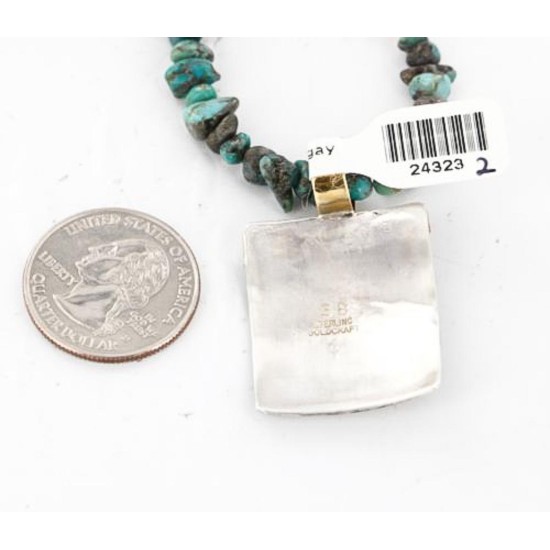 12kt Gold Filled .925 Sterling Silver Handmade Wolf Certified Authentic Navajo Turquoise Native American Necklace 371049319274 12kt Gold Filled .925 Sterling Silver Handmade Wolf Certified Authentic Navajo Turquoise Native American Necklace 371049319274