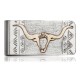 12kt Gold Filled and .925 Sterling Silver Bull Skull Handmade Certified Authentic Navajo Native American Money Clip  11251