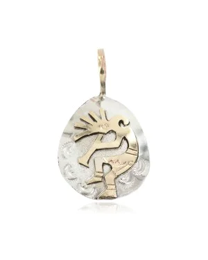 12kt Gold Filled and .925 Sterling Silver Certified Authentic Kokopelli Handmade Navajo Native American Pendant 24471