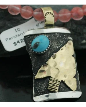 12kt Gold Filled and .925 Sterling Silver Handmade Arrow Certified Authentic Navajo Turquoise Native American Necklace 370973872337