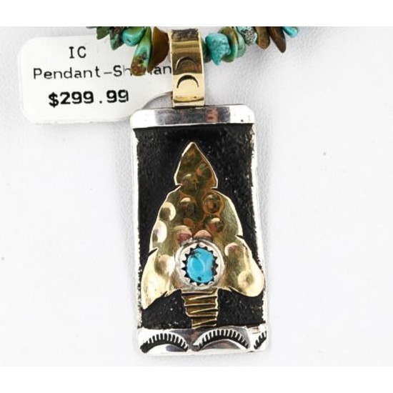 12kt Gold Filled and .925 Sterling Silver Handmade Arrow Certified Authentic Navajo Turquoise Native American Necklace 371046956927