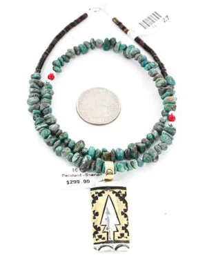 12kt Gold Filled and .925 Sterling Silver Handmade Arrow Certified Authentic Navajo Turquoise Native American Necklace 371052088816