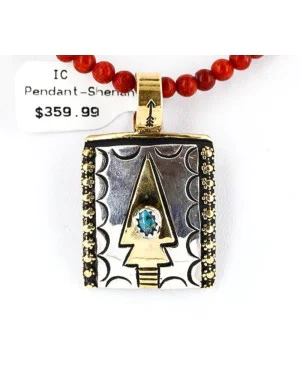 12kt Gold Filled and .925 Sterling Silver Handmade Arrow Certified Authentic Navajo Turquoise Native American Necklace 371062899736