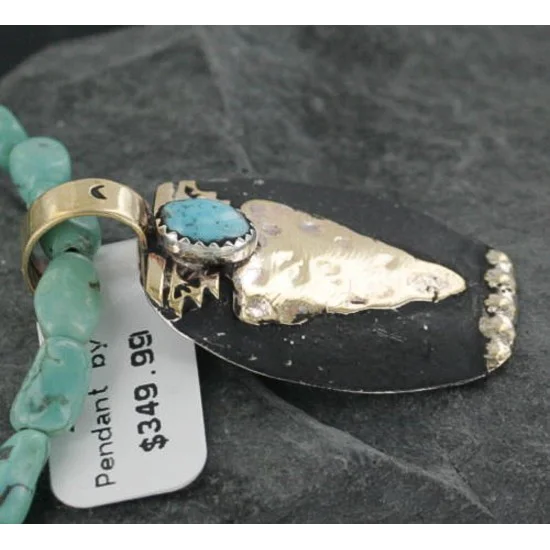 12kt Gold Filled and .925 Sterling Silver Handmade Arrow Certified Authentic Navajo Turquoise Native American Necklace 390673522272 12kt Gold Filled and .925 Sterling Silver Handmade Arrow Certified Authentic Navajo Turquoise Native American Necklace 390673522272