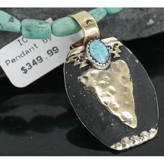 12kt Gold Filled and .925 Sterling Silver Handmade Arrow Certified Authentic Navajo Turquoise Native American Necklace 390673522272 12kt Gold Filled and .925 Sterling Silver Handmade Arrow Certified Authentic Navajo Turquoise Native American Necklace 390673522272