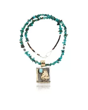 12kt Gold Filled and .925 Sterling Silver Handmade Arrow Certified Authentic Navajo Turquoise Native American Necklace 390813188690