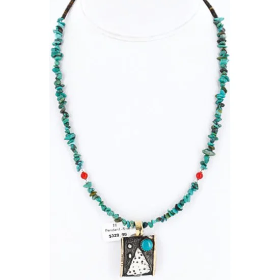 12kt Gold Filled and .925 Sterling Silver Handmade Arrow Certified Authentic Navajo Turquoise Native American Necklace 390824715198